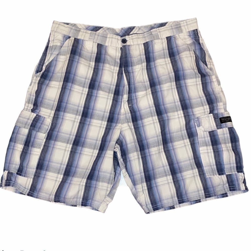 Wrangler Plaid Shorts Blue & White 42